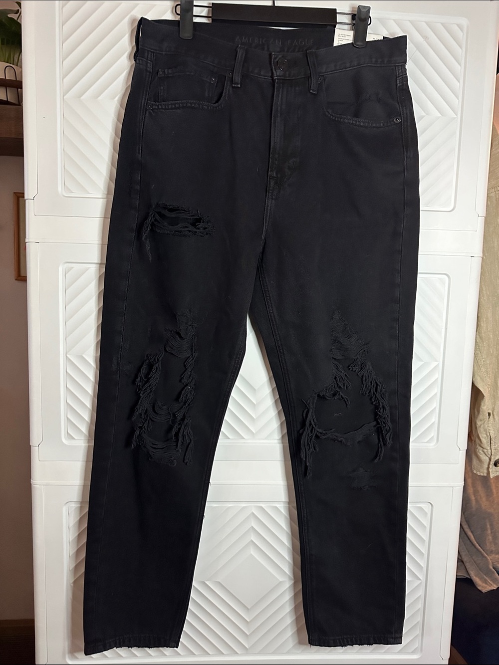 American Eagle Outfitters Black Slim Distressed Jeans